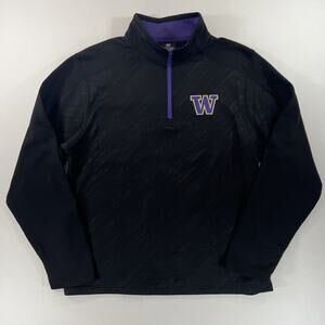 Colosseum Washington Huskies 1/4 Zip Pullover Sweatshirt Men’s M Black